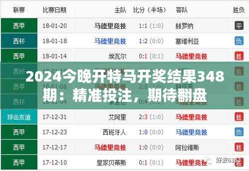 2024今晚开特马开奖结果348期:精准投注,期待翻盘