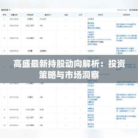高盛最新持股动向解析:投资策略与市场洞察
