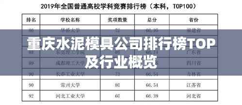 重庆水泥模具公司排行榜TOP及行业概览
