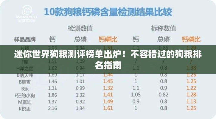迷你世界狗粮测评榜单出炉！不容错过的狗粮排名指南