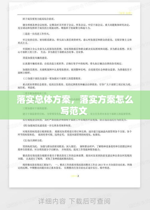 落实总体方案,落实方案怎么写范文
